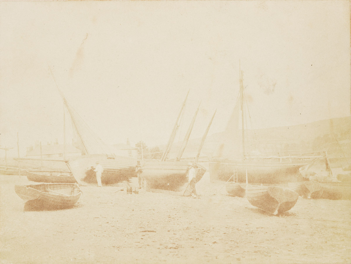 CALVERT RICHARD JONES (1804-1877) Beach view with boats, Malta * A man and woman, seated among prickly pear cactus, Valetta, Malta.
